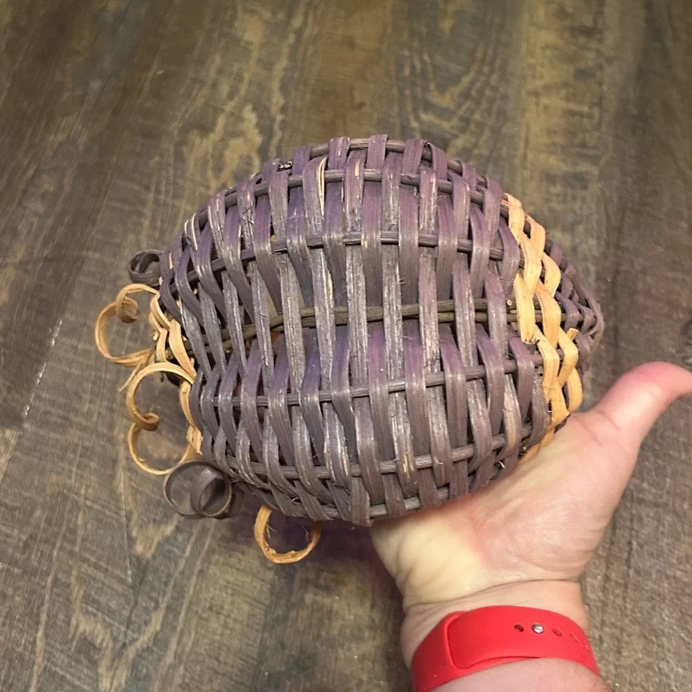 Small Hand Woven Egg Buttocks Gathering Basket Gods‎ Eye 6x6x4 Primitive